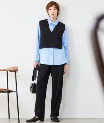 ICB 리사이클 폴리에스테르 하이 게이지 니트 베스트 블랙