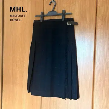 MHL. 무릎 아래 울 플리츠 스커트