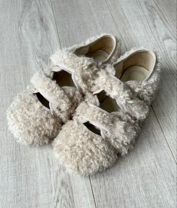 메리제니 인조 모피 벨크로 신발 베이지 L 복슬복슬