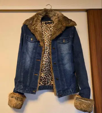 MISCH MASCH 데님 자켓 이너 레오파드 무늬 퍼 포함