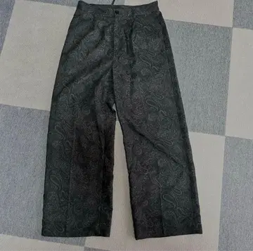 페이즐리 무늬 블랙 와이드 팬츠