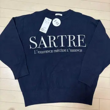 미사용 새상품 LOUNGEDRESS SARTRE 로고 긴팔 스웨터 네이비