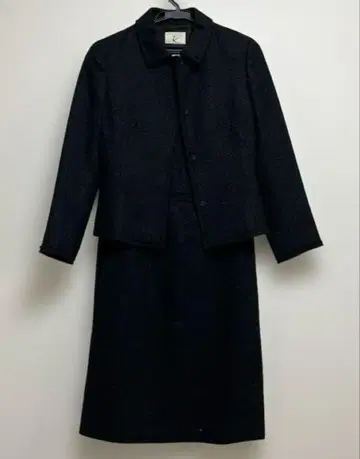 쿠미쿄쿠 원피스 셋업 트위드 실크 혼방 블랙 사이즈 2