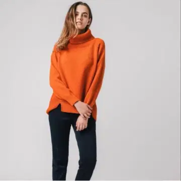 라코스테 박스 실루엣 터틀넥 스웨터 오렌지 38 L