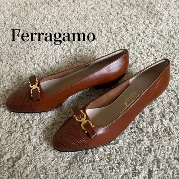 [ 미사용품 ] Ferragamo 펌프스 6 1/2 간치니 브라운