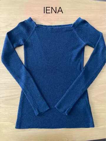 IENA 보트넥 리브 니트 네이비