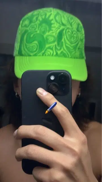 오리지널 캡 리메이크 형광 그린 y2k 메쉬 캡