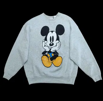 미키 앉아있는 빈티지 맨투맨 L 상당 USA제 그레이