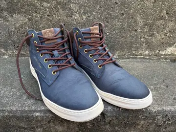 stefanorossi 네이비 가죽 하이컷 스니커즈