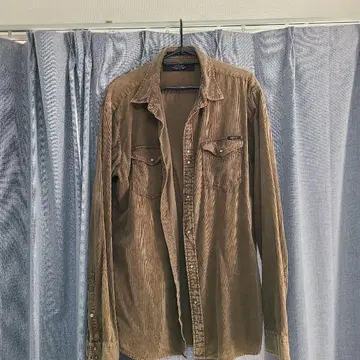 REPLAY 코듀로이 긴팔 셔츠 브라운