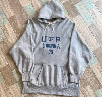 레어 70s 단일 택 U of P 리버스 위브 후드티 챔피온