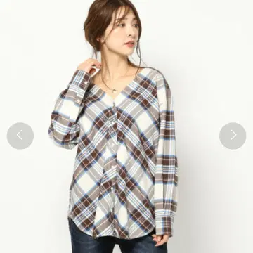 밴야드 스톰 V넥 체크 셔츠