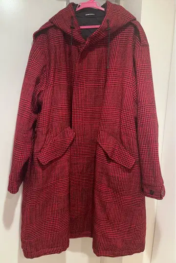 [ 새상품급 ] EMPORIO ARMANI 글렌체크 후디드 코트 50/L