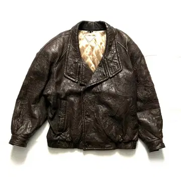 90s 주름 가공 라무 가죽 자켓 VTG 더블 브레스트 양가죽 퀼팅