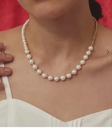 야마다야 유리 진주 목걸이 정가 7,000엔 UNBEIGE