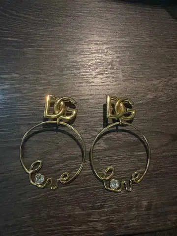 DG 골드 후프 귀찌 'love'