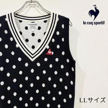 르꼬끄 여성용 도트 무늬 니트 베스트 LL 네이비