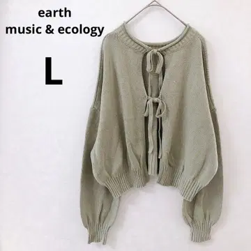 어스 뮤직&에코로 니트 스웨터 리본 볼륨 소매 L
