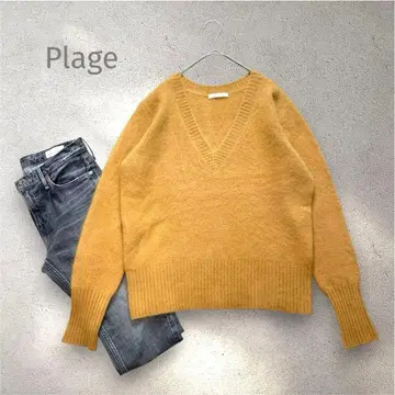 새상품급 Plage Fur V 풀오버 퍼 V넥 니트 카멜