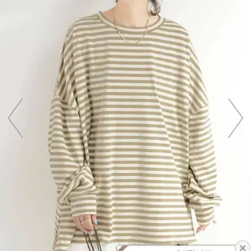 베이스 스톡 빅 오버 풀 보더 T셔츠 긴팔