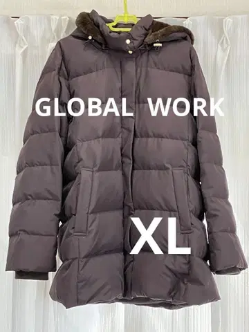 글로벌 워크 우츠쿠 실루엣 발수 다운 코트 XL 브라운 카키