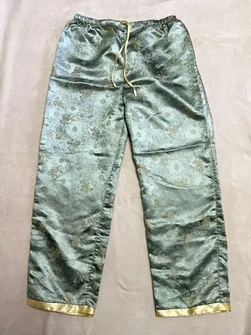 새틴 차이나풍 팬츠 그린