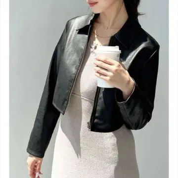 인조 가죽 숏 자켓 블랙