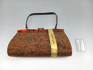 오시마 명주 가마구치 실크 핸드백 거울 포함 일본 의류 기모노