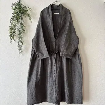 이치 (Ichi) 린넨 코튼 롱 가운