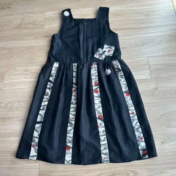 블랙 스트라이프 오버롤 스커트