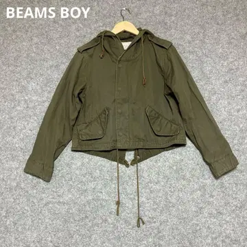 BEAMS BOY 후드 부착 올리브 그린 밀리터리 자켓