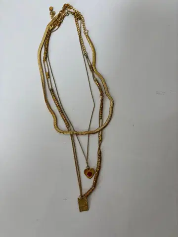 골드 레이어드 목걸이 하트 참