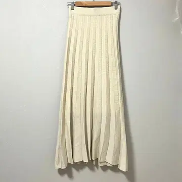BLATE 플리츠 롱 니트 스커트 M 아이보리 화이트 안감 있음