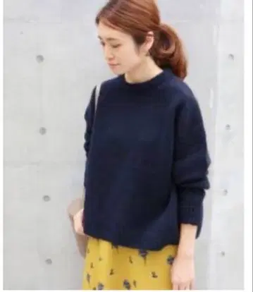 [IENA] AQUA 크루넥 풀오버 이에나 네이비 캐시미어 혼방