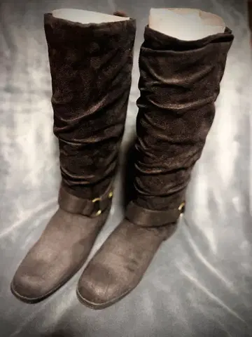 블랙 스웨이드 롱 부츠