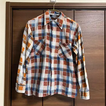 Sears 체크 무늬 플란넬 셔츠 M 사이즈 구제 의류