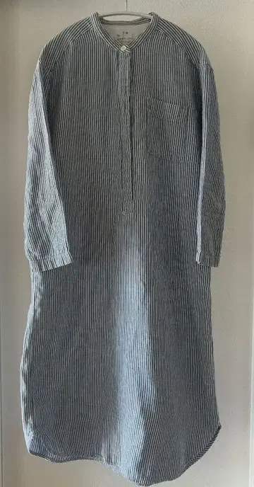 무인양품 인도 면 이중 거즈 쿠르타 S~M 블루 x 스트라이프