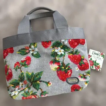 거의 미사용 페이러 딸기 디자인 핸드백 안쪽 핑크