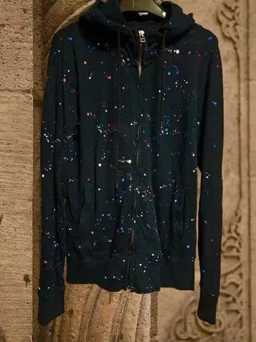 스플래터 패턴 풀 집업 후드티 페인트 패턴