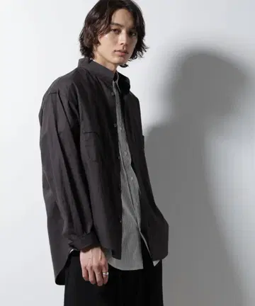 나노 유니버스/린넨 코튼 스탠드 카라 셔츠