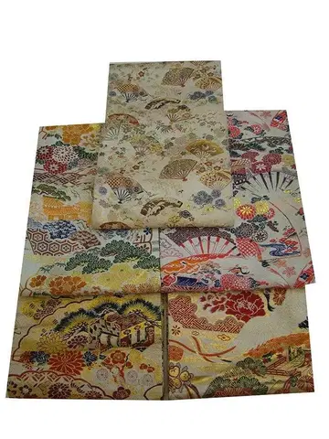 창작용 앤티크 마루오비 5개 세트 순수 실크 재단 완료 Vs505