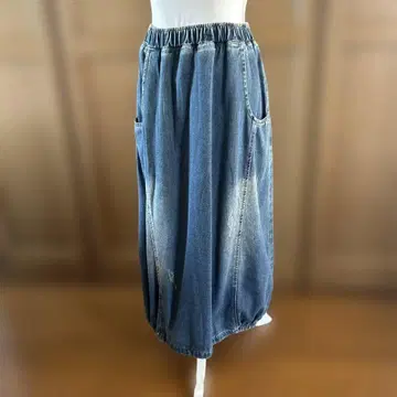 데님 벌룬 스커트 사이드 포켓 포함