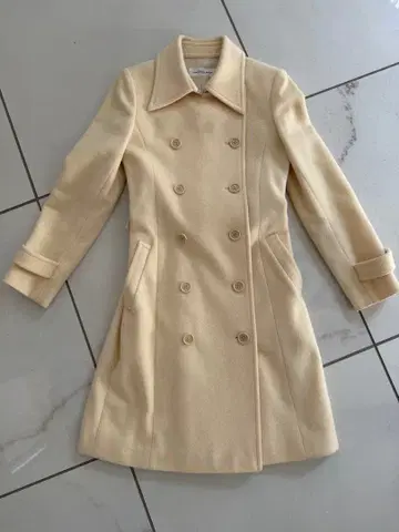 INTER PLANET WINGS 크림색 더블 브레스트 롱 코트