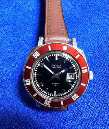 세이코 매틱 레이디 다이버 2517-3270 빨간색 달력 풀 OH 완료