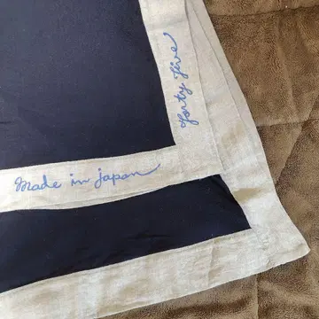 45rpm 대형 스톨 울 미사용 네이비 바탕에 그레이 테두리