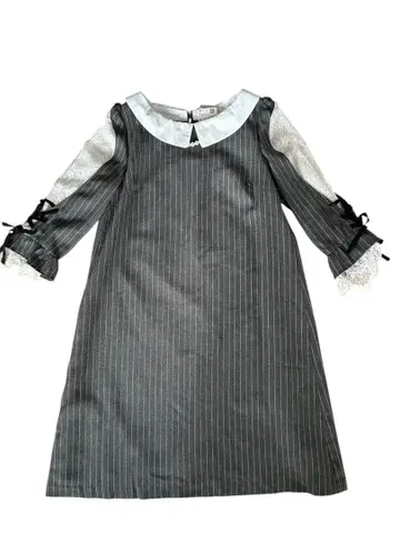 axes 스트라이프 그레이 원피스 7부 소매