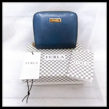 [ 박스 포함 ] FURLA 훌라 지갑 컴팩트 블루 천연 가죽
