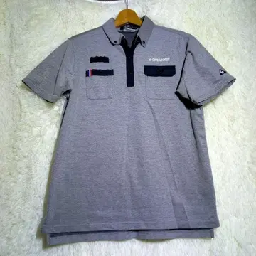 르꼬끄 스포르티브 [ L ] 남성용 반팔 버튼 다운 피케 셔츠 그레이