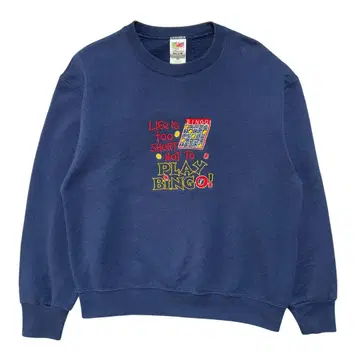 USA 구제 의류 인생은 너무 짧아! 빙고 안 하면 손해! 맨투맨 네이비