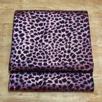 후쿠로 오비 핑크 라메 호일 레오파드 무늬 육통 재단 포함